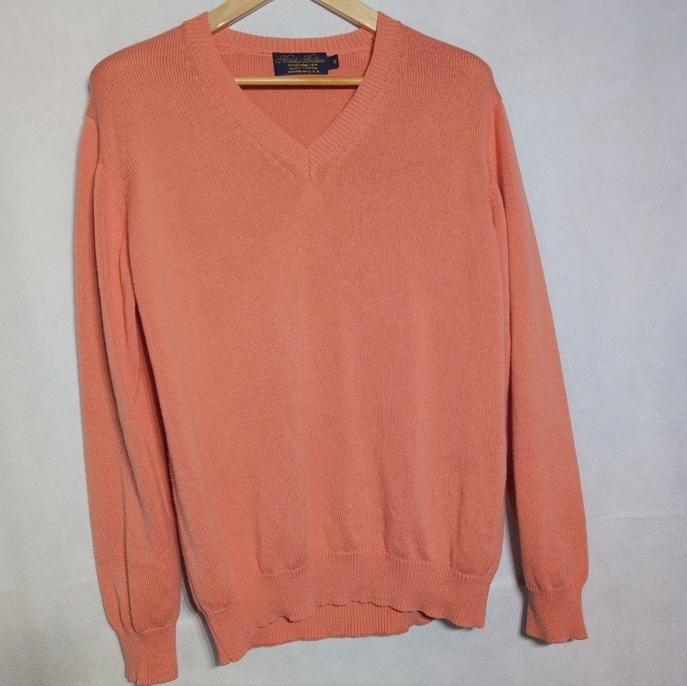 Brooks Brothers Coral V-Neck Sweater Sz M Cotton
